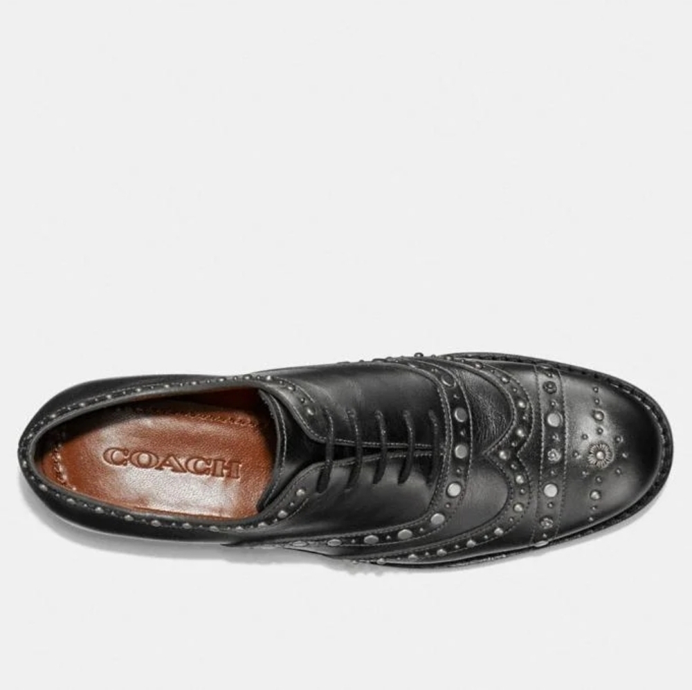 Coach‎ Oxfords Tegan Studded Flats Sz 7.5 - Picture 2 of 3
